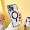 Nueva funda de teléfono magnética a prueba de caídas con cuatro esquinas galvanizadas para iPhone14Promax Apple 13 funda protectora para lente