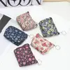 Cartera Pequeña con Estampado Floral Pastoral Llavero con Cremallera Bolsa Porta Monedas y Tarjetas Bolsa de Almacenamiento Portátil de Tela