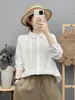 Colección Otoño 2026: Cárdigan de Gasa Bordado Floral de Doble Capa Estilo Mori para Mujer Camisa de Manga Larga Camisa Base Casual