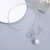 Europeo y Americano Transfronterizo Más Vendido Nuevo Popular Moda Elegante Simple Anillo Liso Gargantilla Collar Femenino Dulce y Fresco Perlas de Imitación