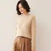 Nueva colección otoño/invierno 2026: suéter de cachemira para mujer, cuello redondo, grueso, tejido de punto trenzado, prenda base de punto de color liso, ajuste holgado y estilizado
