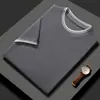 Nueva Camiseta de Punto Fino de Manga Corta para Hombre Primavera/Verano Casual de Negocios Camisa Base de Punto de Media Manga