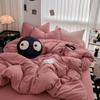 Juego de Cama de Cuatro Piezas Estilo Lujo Ligero Sábana de Algodón Lavable Funda de Edredón Ropa de Cama Doméstica Dormitorio Juego de Cama de Tres Piezas Color Sólido