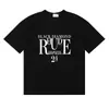 Camiseta de Manga Corta de Alta Calidad Rhude Diamante Color Sólido Estampado de Letras para Hombre y Mujer, Nueva de Verano 2024