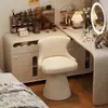 Silla de Maquillaje Moderna para Habitación de Vestir de Chicas Taburete Giratorio de Color Crema Luz de Lujo Silla de Tocador de Gama Alta Asiento para Vestidor