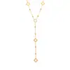 Xinyixinxin Acero Inoxidable Zircón 5A Flor de Cuatro Hojas Frijol Dorado Pequeño Borla Larga Clavícula Collar Apilado de Doble Capa No se Desvanece