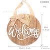 Estilo campestre de comercio exterior hola con lazo de lino decoración para puerta principal redondo bienvenido madera listón puerta
