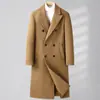 Novo Casaco de Lã Masculino Outono e Inverno Corta-vento Dupla Face Longo Acima do Joelho Estilo Coreano Slim-fit Casaco de Lã Casaco Masculino