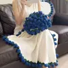 Manta de Flor de Rosa Producto Terminado Regalo para el Festival Qixi Día de San Valentín Chal de Ramo de Flores Tejido a Mano Manta de Punto para Sofá