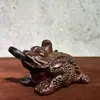 Adornos de Sapo Dorado Tallado en Ébano Madera Maciza Sapo del Tesoro de Tres Patas Decoración de Inauguración para el Hogar Sala de Estar Artesanía de Secuoya Regalo