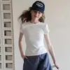Camiseta de Manga Corta con Cuello Redondo y Hombro Normal Estilo Coreano para Mujer 2026 Verano Ajustada Capa Base Color Sólido Manga Media Top de Moda