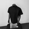 Camiseta de Manga Corta para Hombre Estilo Americano Peso Pesado Algodón al Aire Hombro Normal Cuello Redondo Desestructurada Casual Canalé Parche de Marca de Moda Manga Corta para Hombre