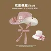 Chapéu de Pescador Xadrez com Cadarço Estilo Japonês para Mulheres, Chapéu de Verão com Aba Larga para Caminhada ao Ar Livre, Chapéu de Proteção Solar com Circunferência de Cabeça Grande, Moderno