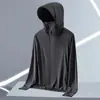 Chaqueta Casual con Capucha para el Verano con Protección Solar, Ropa Delgada de Seda Helada para Hombre con Protección UV, Ropa Fresca con Protección Solar para Hombres