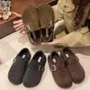 Zapatos de Mujer Cómodos de Cuero Genuino Suela Gruesa Súper Suave Con Terciopelo Cubiertos Completamente Estilo Birkenstock Slip-on Uso Bidireccional Mocasines Casuales