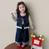 Traje de Mezclilla para Niña Otoño 2026 Nuevo Elegante Moderno Ropa de Otoño para Niños Conjunto de Tres Piezas Camisa para Bebé Niña Primavera Otoño