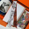 Bolsa de Lazo de Seda Twill Decorativa Versátil con Estampado Floral de Caballo para Mujer, Bufanda Pequeña de Seda, Diadema