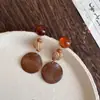 Pendientes Tejidos Geométricos de Madera para Mujer, Nuevos Pendientes de Estilo Étnico Chino Otoño e Invierno, Pendientes Retro Exagerados