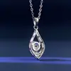 Colar de moissanita em prata de lei 925 em formato de gota d'água, corrente de clavícula de nicho de luxo leve, joia com pingente estilo minimalista