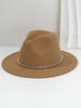 Sombrero suave de tweed para hombre y mujer, estilo bohemio, sombrero de jazz, cadena de pedrería de tres hojas, concierto, baile