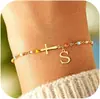 Pulsera Cruzada de Nicho con Alfabeto Inglés de 26 Letras Chapada en Cobre, Estilo Nuevo Europeo y Americano, Sencilla y Moderna, Perfecta para Regalar a una Novia Durante Festivales