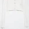 Cárdigan Corto de Punto Holgado con Cuello Redondo, Bordado de Gato Kitty, Calado, Dulce y Sexy, Nuevo para Principios de Primavera, Top de Manga Larga