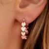 Nuevo Anillo Transfronterizo de Comercio Exterior Simple Corazón Rosa Corazón a Corazón Anillo de Resina Hebilla de Oreja Accesorio de Regalo para el Día de San Valentín de Mujer