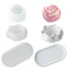 Molde de Silicona de Rosa 3D para Velas de Aromaterapia DIY, Taza de Yeso de Loto, Molde de Cera, Molde Combinado de Flores de Resina