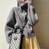 Cárdigan de punto con cremallera estilo coreano, estilo perezoso, para mujer 2026 Otoño e Invierno, chaqueta suéter casual holgada, suave, top para mujer