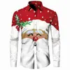 Sitio independiente transfronterizo de otoño más vendido estilo navideño serie navideña camisa casual de manga larga impresa en 3D para hombre