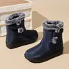 Nuevo modelo de invierno, forrado de felpa y engrosado, cómodos y cálidos zapatos de algodón, zapatos antideslizantes de media caña con suela gruesa, botas de nieve unisex