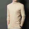 Suéter de Lana Puyuan 2025 Nuevo para Hombre Invierno Cuello Alto Casual Color Sólido Tejido Grueso Suéter Básico
