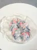 Elástico de Cabelo Scrunchie Listrado com Renda Estilo Coreano para Mulheres, Acessório de Cabelo Suave e Elegante, Elástico de Cabelo Scrunchie Estilo Coreano