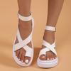 Sandalias para Mujer 2023 Nuevas talla extra Dedos Poliuretano Plataforma Casual Estilo Romano Perforación Exterior Hebilla en el Pie Sandalias para Mujer
