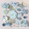 Set de flores artificiales, pasador de flor falsa, kit de materiales DIY, guirnalda de flores hecha a mano, tocado, abanico, flores para decoración de boda Hanfu