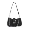 Bolso de Hombro Patchwork de Mezclilla con Cadena para Mujer 2025 Otoño Nuevo Estilo Moda Simple Casual Retro