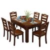 Mesa de jantar de madeira maciça chinesa mesa extensível dobrável madeira de seringueira móveis de restaurante uma mesa seis cadeiras direto da fábrica