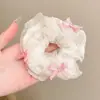 Suave con el cabello, elegante y con estilo, scrunchie, pasador de malla floral pequeño estilo coreano, accesorio para el cabello plisado de estilo de hada
