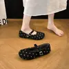 Zapatos Mary Jane de Terciopelo con Lunares 2026 Otoño/Invierno Suela Suave Antideslizantes Fondo Plano Zapatos de Vestir Hebilla Única Zapatos Cálidos