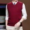 Chaleco de punto para hombre, camiseta básica para hombre, tejido sin mangas de cuello en V ajustado para negocios, chaleco para hombre, suministro directo de fábrica