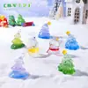 Micro-Paisagem Criativa Fofa Árvore de Natal Boneco de Neve Estatueta Casa de Bonecas DIY Decoração Acessório de Pendurar Mini Ornamento
