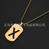 Colar Masculino de Aço Inoxidável Dourado com 26 Letras Corrente de Pérola Colorfast Fashion 60cm Joias Atacado Colar de Aço Titânio