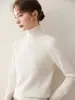 Versátil nuevo suéter de cachemira para otoño e invierno para mujer, con cuello alto, corte holgado y color liso, perfecto como capa base o jersey.