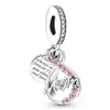 Pulsera clásica de aleación con colgante de mamá rosa de Panjia para equipaje con auriculares y cuentas, hecha a mano, de fábrica, disponible en stock, con cabello liso.