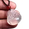 Venta al por mayor del fabricante Calcedonia de Hielo Natural Jade Guanyin Collar Hielo Transparente Bodhisattva Colgante de Jade Ágata para Hombres y Mujeres Colgante