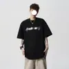 Camiseta Masculina Tendência Nova Verão High Street Estampa de Letras Solta Gola Redonda Manga Curta