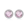 Nuevos Pendientes Octagonales de Cristal Corte Rosa con Agujas de Plata S925, Versátiles y de Moda Pendientes Coloridos de Diamante Completo para Mujer