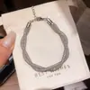 Pulsera de Malla Circular Retorcida con Circonitas Estilo Francés Lujo Ligero con un Diseño Único, Pulsera de Nicho con un Toque de Alta Gama y Joyería Versátil