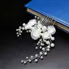 Pente de Cabelo Exquisito Feito à Mão com Contas Europeu e Americano Acessórios de Cabelo para Casamento Vestido de Noiva Corrente Macia Contas de Cabelo Pente de Cabelo com Contas