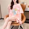 Vestido de Novia Diferente para Cuatro Personas 2021 Verano Manga Corta Camiseta Mujer Holgado Tie-Dye Estampado Vestido de Hermanas ins Tailandia